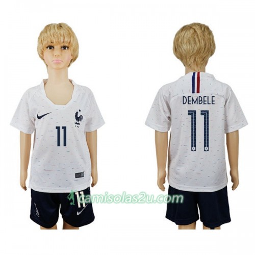 Camisolas de futebol França Dembele 11 Criança Equipamento Alternativa Copa do Mundo 2018 Manga Curta Camisolas de futebol França Dembele 11 Criança Equipamento Alternativa Copa do Mundo 2018 Manga Curta